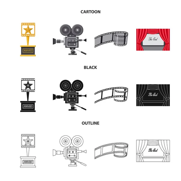Ilustração vetorial do sinal de televisão e filmagem. Coleção de televisão e visualização ilustração vetorial . —  Vetores de Stock