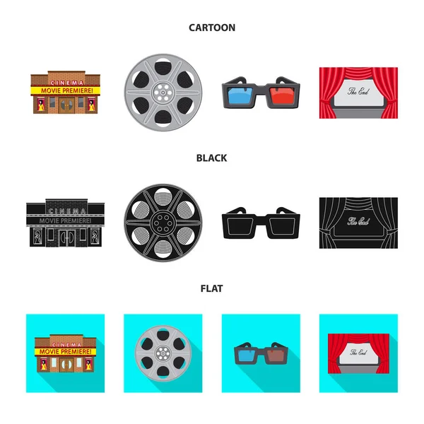 Objeto isolado do logotipo da televisão e da filmagem. Coleção de televisão e visualização de símbolo de estoque para web . —  Vetores de Stock