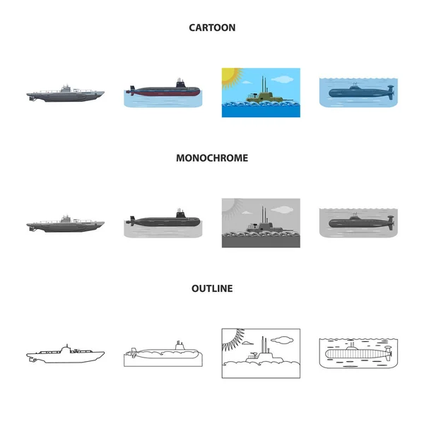 Vector design of war  and ship icon. Set of war  and fleet stock vector illustration. — Stock Vector