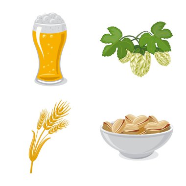 Yalıtılmış nesne pub ve çubuğu simgesinin. Pub ve hisse senedi için iç vektör simge kümesi.