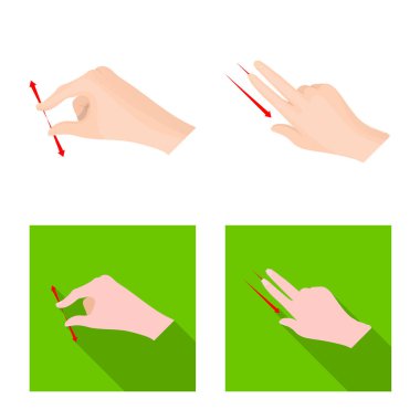 Dokunmatik ve el simge vektör Illustration. Dokunmatik ekran ayarla ve stok vektör çizim değmek.