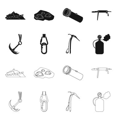 Dağcılık ve en yüksek işareti tasarımı vektör. Dağcılık ve kamp kümesi web için hisse senedi simgesi.