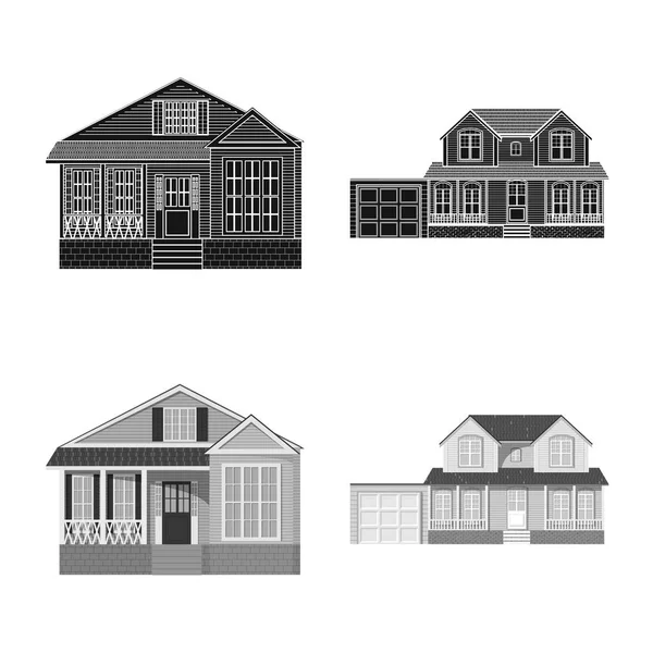 Oggetto isolato di costruzione e logo frontale. Serie di illustrazione vettoriale costruzione e tetto . — Vettoriale Stock