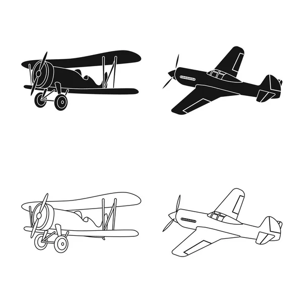 Ilustração vetorial de avião e símbolo de transporte. Coleção de avião e símbolo de estoque de céu de web . — Vetor de Stock