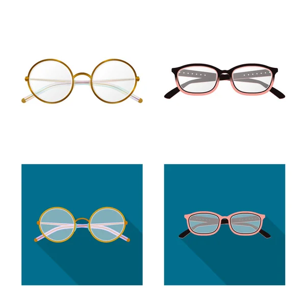 Objeto aislado de gafas y símbolo del marco. Conjunto de gafas y accesorio stock vector ilustración . — Archivo Imágenes Vectoriales