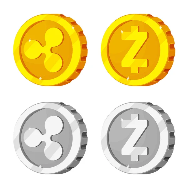 Vektorillustration av kryptovaluta och mynt logotyp. Uppsättning av kryptovaluta och krypto aktiesymbol för webben. — Stock vektor