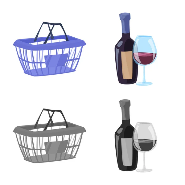 Векторная иллюстрация логотипа продуктов питания и напитков. Коллекция продовольственных и товарных знаков для интернета . — стоковый вектор