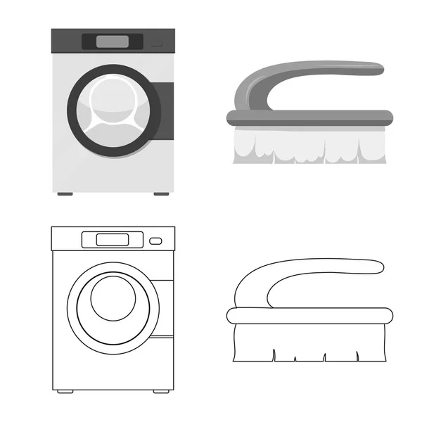 Isolerade objekt av tvätt- och ren-logotypen. Samling av tvätt och kläder vektor ikonen för lager. — Stock vektor