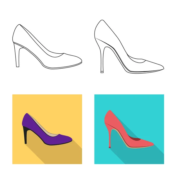 Oggetto isolato di calzature e icona donna. Set di calzature e icona vettoriale del piede per stock . — Vettoriale Stock
