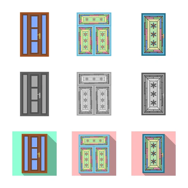 Illustration vectorielle de la porte et de l'icône avant. Ensemble de porte et symbole de stock en bois pour toile . — Image vectorielle