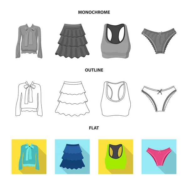 Векторный дизайн женщины и символа одежды. Набор женщин и векторная иконка на складе . — стоковый вектор