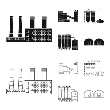Üretim ve yapısı logo vektör tasarımı. Üretim ve teknoloji hisse senedi simgesi web için set.