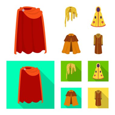 Malzeme ve giyim logo yalıtılmış nesne. Web için malzeme ve giysi hisse senedi simgesi kümesi.