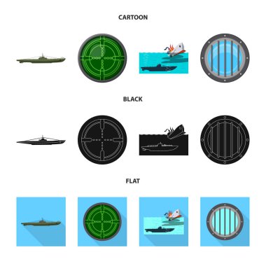 Savaş ve gemi logo vektör tasarımı. Savaş ve filo hisse senedi vektör çizim.