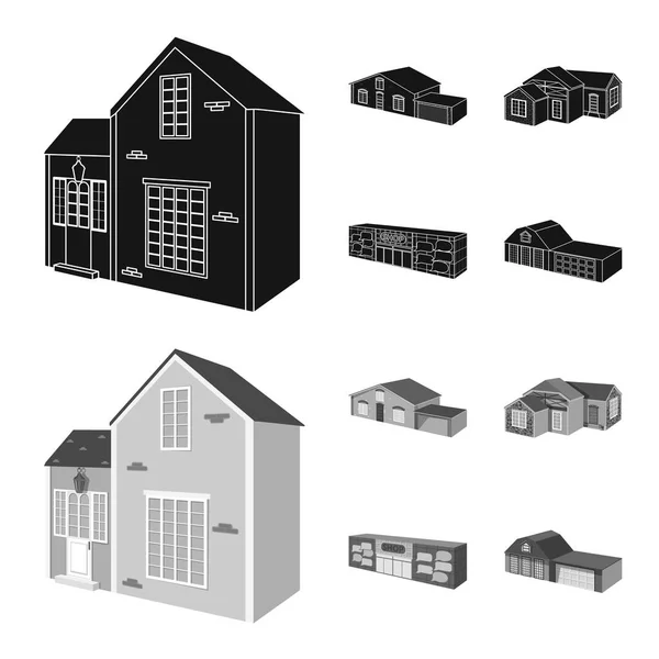 Vektor-Design von Fassade und Gehäuseschild. Sammlung von Fassade und Infrastruktur-Vektor-Symbol für Aktien. — Stockvektor