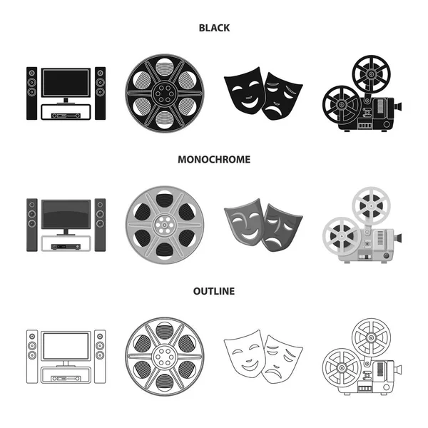 Vektor-Design von Fernseh- und Filmsymbolen. Sammlung von Fernsehen und Viewing Stock Symbol für das Web. — Stockvektor