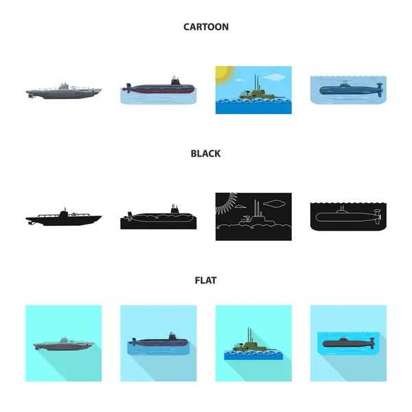 Ilustración vectorial del logotipo de guerra y barco. Colección de ilustración vectorial de guerra y flota . — Archivo Imágenes Vectoriales