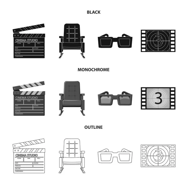 Vektor design av TV- och filminspelningar logotyp. Uppsättning av TV och Visa aktiesymbol för webben. — Stock vektor