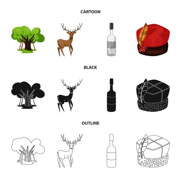 Illustrazione vettoriale del cartello tradizionale e turistico. Set di icone vettoriali tradizionali e di riferimento per stock . — Vettoriale Stock