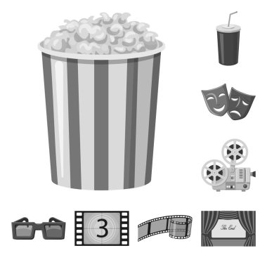 Sinematografi ve studio simge vektör Illustration. Sinematografi ve hisse senedi için filme vektör simgesi ayarla.