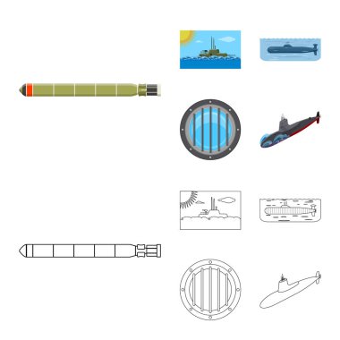 Savaş ve gemi simge vektör tasarımı. Savaş ve filo hisse senedi vektör çizim koleksiyonu.