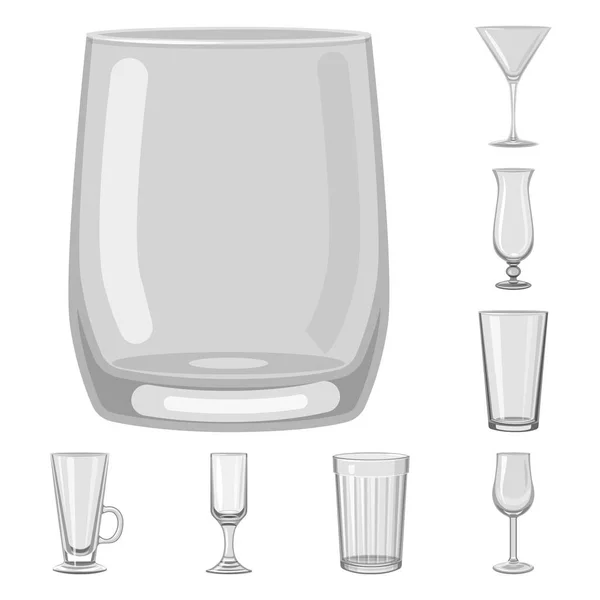 Vector illustration of capacity and glassware sign. Set of capacity and restaurant vector icon for stock. — Stock Vector