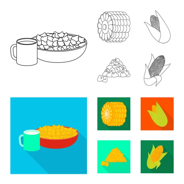 Ilustración vectorial de maizal y logotipo vegetal. Colección de maizal y símbolo de stock vegetariano para web . — Vector de stock
