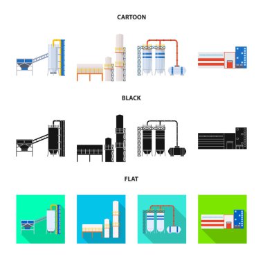 Vektör tasarım üretim ve yapısı sembolü. Üretim ve teknoloji hisse senedi vektör çizim koleksiyonu.