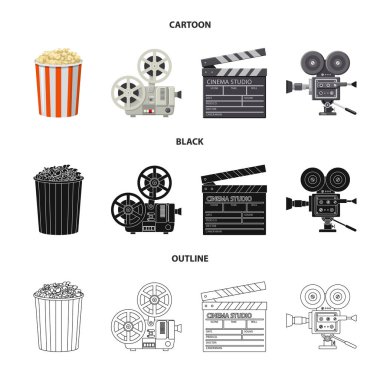 Televizyon ve filme sembolü yalıtılmış nesne. Televizyon ve hisse senedi vektör çizim ile ilgilenen koleksiyonu.