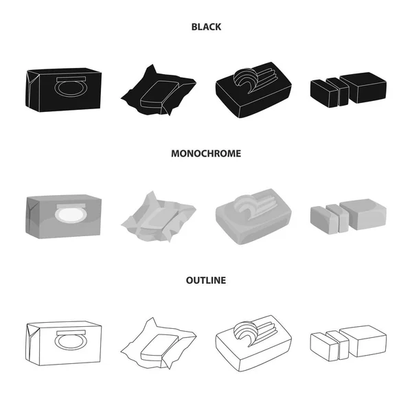 Изолированный объект сливочного и товарного знака. Коллекция кремовых и сельскохозяйственных векторных иллюстраций . — стоковый вектор