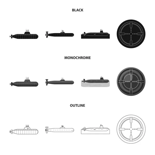Diseño vectorial de guerra e icono de la nave. Colección de guerra y flota símbolo de stock para la web . — Archivo Imágenes Vectoriales