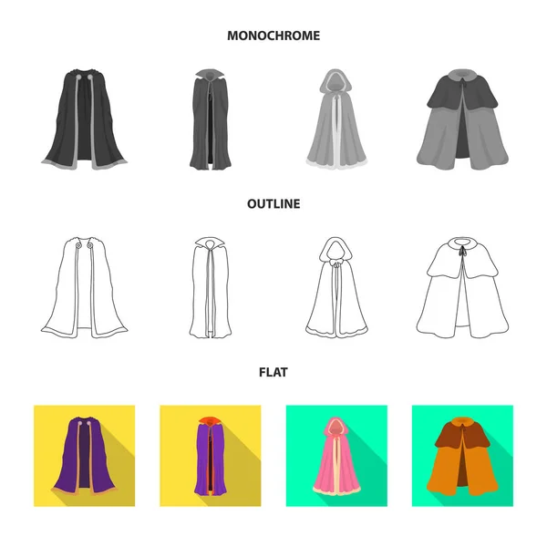 Vektor-Design von Material und Kleidung Symbol. Sammlung von Material und Kleidungsstücken Vektor Illustration. — Stockvektor