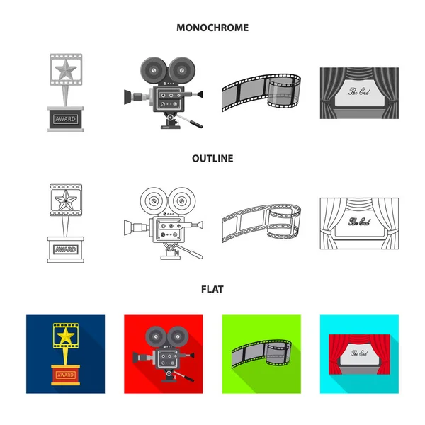 Objeto aislado de la televisión y el icono de filmación. Colección de la televisión y el símbolo de stock de visualización para la web . — Archivo Imágenes Vectoriales