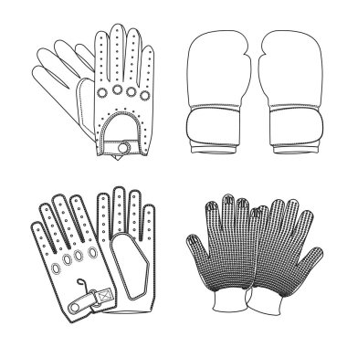 İzole işareti eldiven ve kış nesne. Eldiven ve ekipman hisse senedi vektör çizim topluluğu.