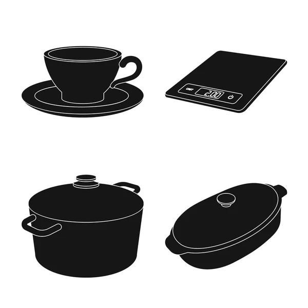 Oggetto isolato di cucina e cuoco simbolo. Set di illustrazione vettoriale cucina ed elettrodomestici . — Vettoriale Stock