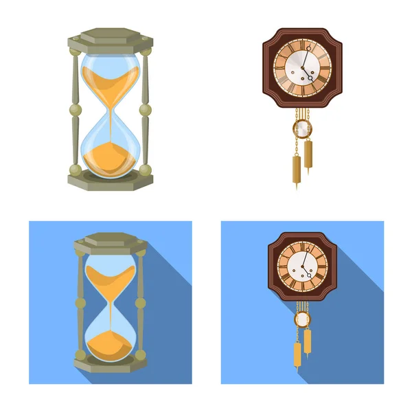 Diseño vectorial del reloj y el icono de la hora. Conjunto de ilustración de vector de stock de reloj y círculo . — Vector de stock