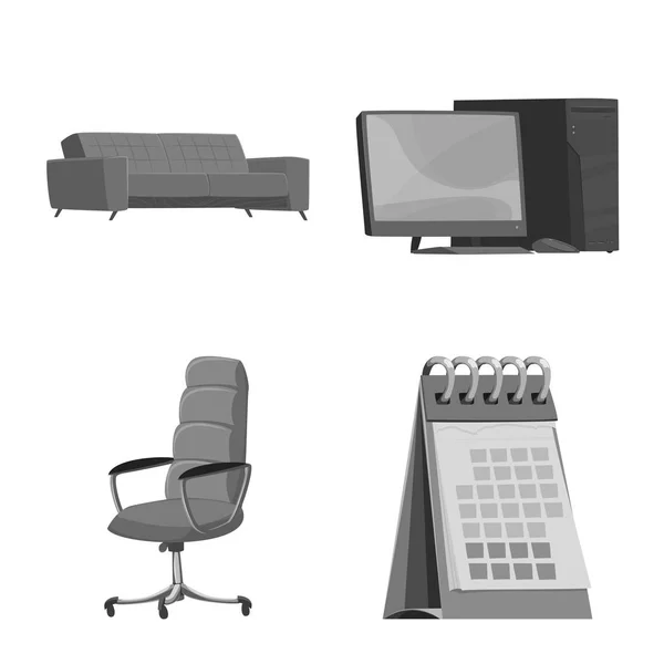 Illustration vectorielle du mobilier et de l'icône du travail. Collection de meubles et icône vectorielle maison pour stock . — Image vectorielle
