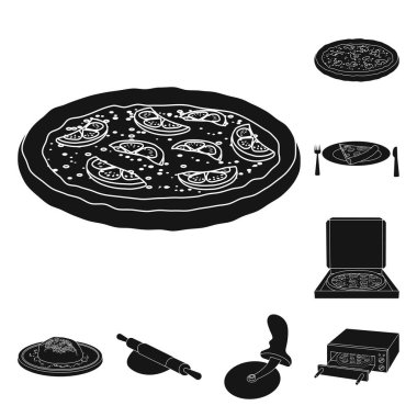 Pizza ve gıda simge vektör tasarımı. Pizza ve İtalya hisse senedi vektör çizim topluluğu.