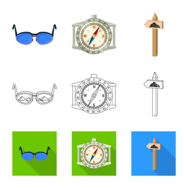 Dağcılık ve tepe simge vektör çizimi. Kamp ve dağcılık topluluğu stok vektör çizim.