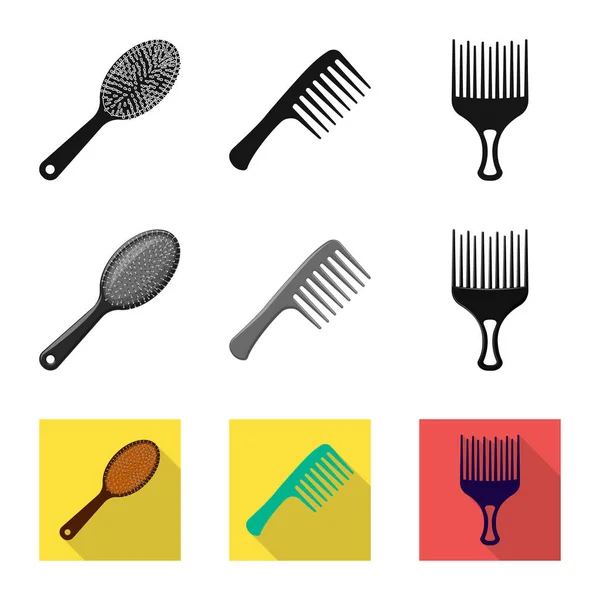 Objeto aislado de pincel y símbolo de cabello. Conjunto de cepillo y cepillo para web . — Vector de stock