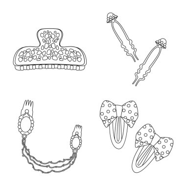 Kuaförlük ve hairclip logo vektör Illustration. Kuaförlük ve aksesuarları koleksiyonu stok web simgesi.
