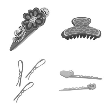İzole işareti kuaförlük ve hairclip nesne. Güzellik ve moda stok vektör çizim topluluğu.