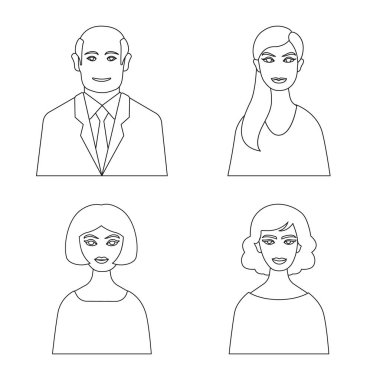 Vektör Illustration karakter ve avatar sembolü. Karakter ve kişi hisse senedi vektör çizim seti.