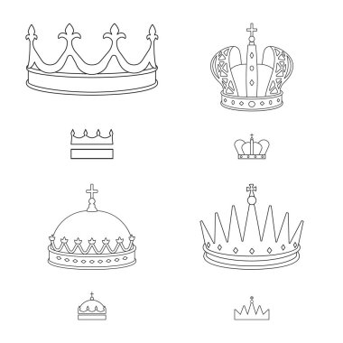 Kraliçe ve hanedan işareti yalıtılmış nesne. Kraliçe ve VIP hisse senedi vektör çizim topluluğu.