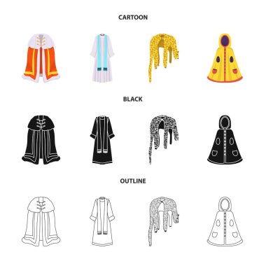 Malzeme ve giyim simge vektör Illustration. Malzeme ve giysi hisse senedi vektör çizim seti.