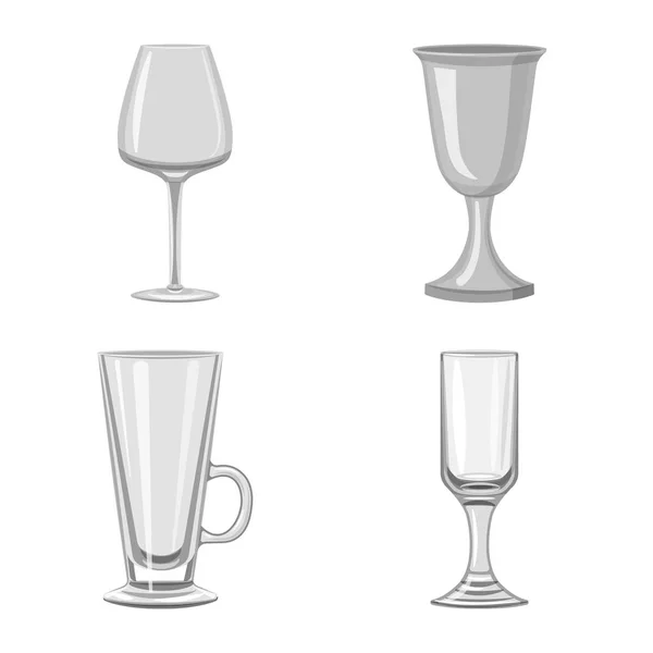 Ізольований об'єкт ємності та скляного посуду. Збірка місткості та векторна іконка ресторану на складі . — стоковий вектор