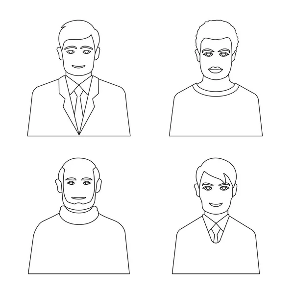 Ilustración vectorial de carácter y símbolo avatar. Conjunto de carácter e icono de vector de persona para stock . — Archivo Imágenes Vectoriales