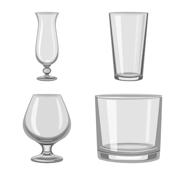 Векторный дизайн емкости и символа стеклотары. Набор векторной иллюстрации емкости и запасов ресторана . — стоковый вектор