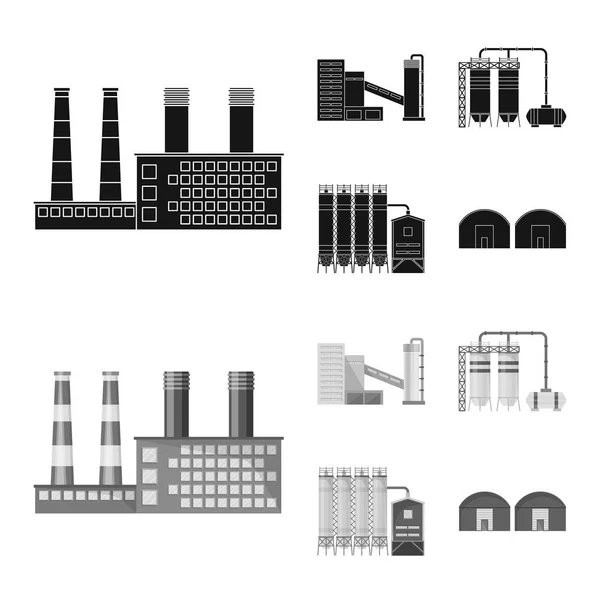 Diseño vectorial del símbolo de producción y estructura. Conjunto de símbolo de stock de producción y tecnología para web . — Archivo Imágenes Vectoriales