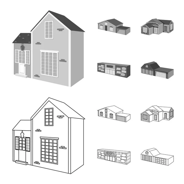 Векторна ілюстрація фасаду та символу житла. Колекція фасаду та інфраструктури Векторні значки для складів . — стоковий вектор
